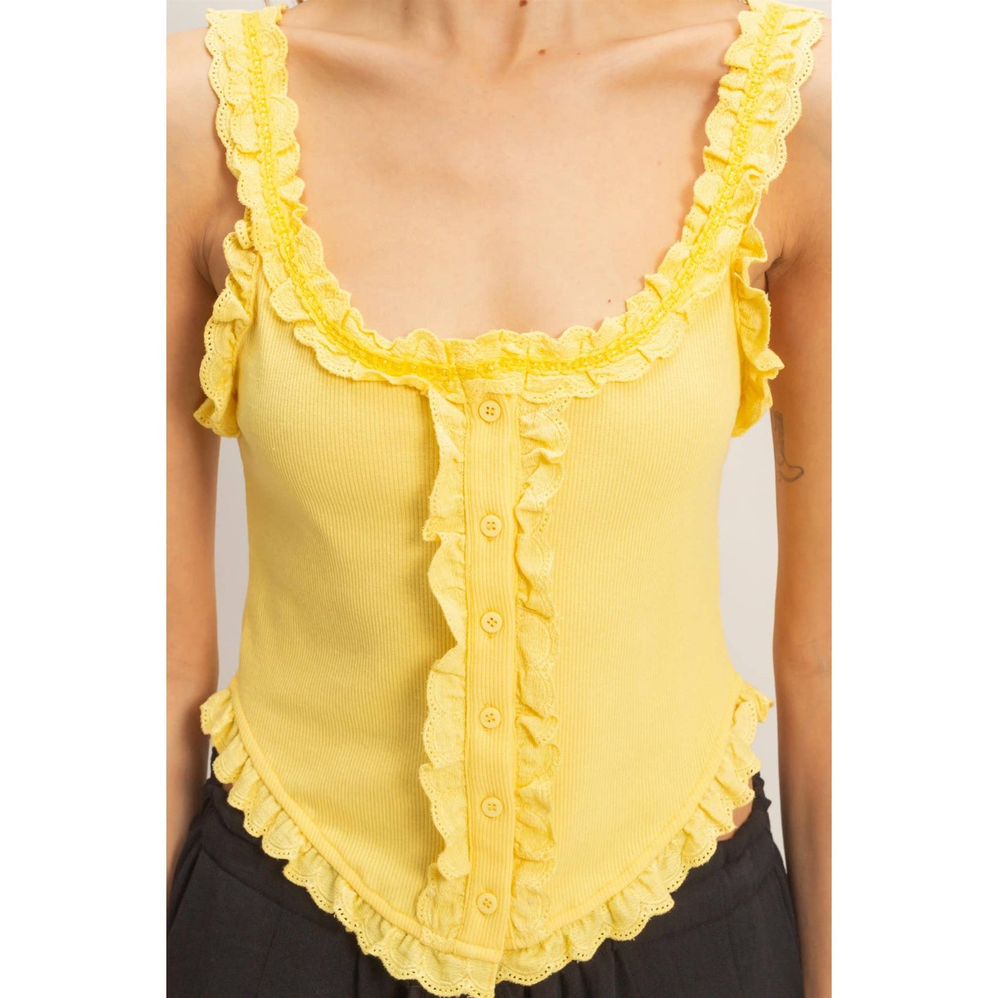 Lace Ruffle Trim Tank Top