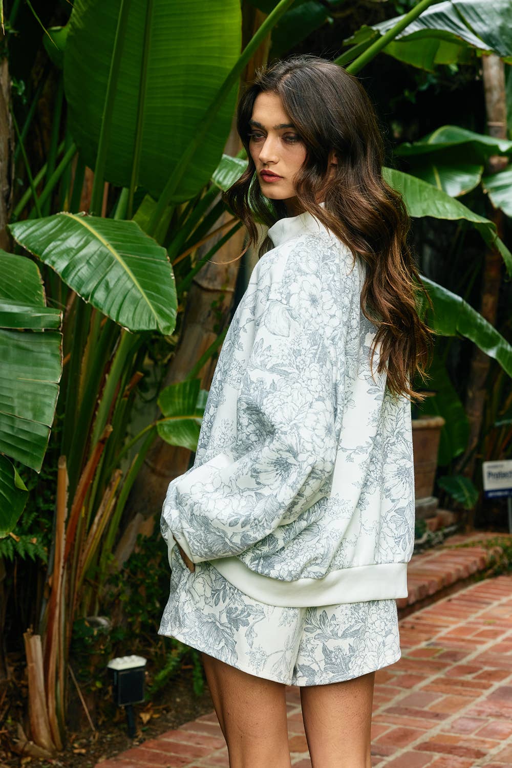 Floral Oversized Mock Neck Sweatshirt