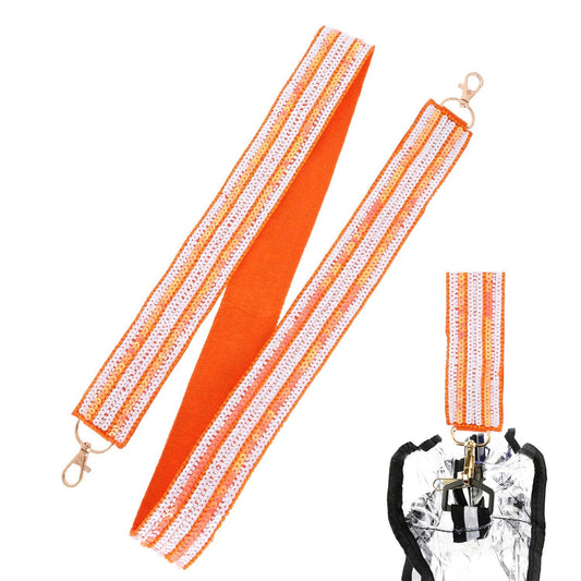 Game Day Sequin Shoulder Bag Strap: Orange White