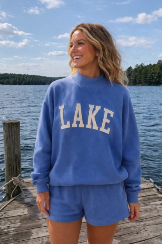 LAKE Embroidered Mockneck/Shorts Set
