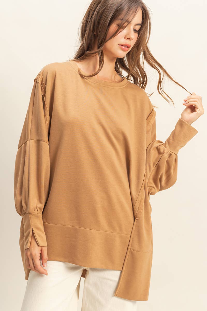 Oversized Long-Sleeve Top With Unique Cuffs