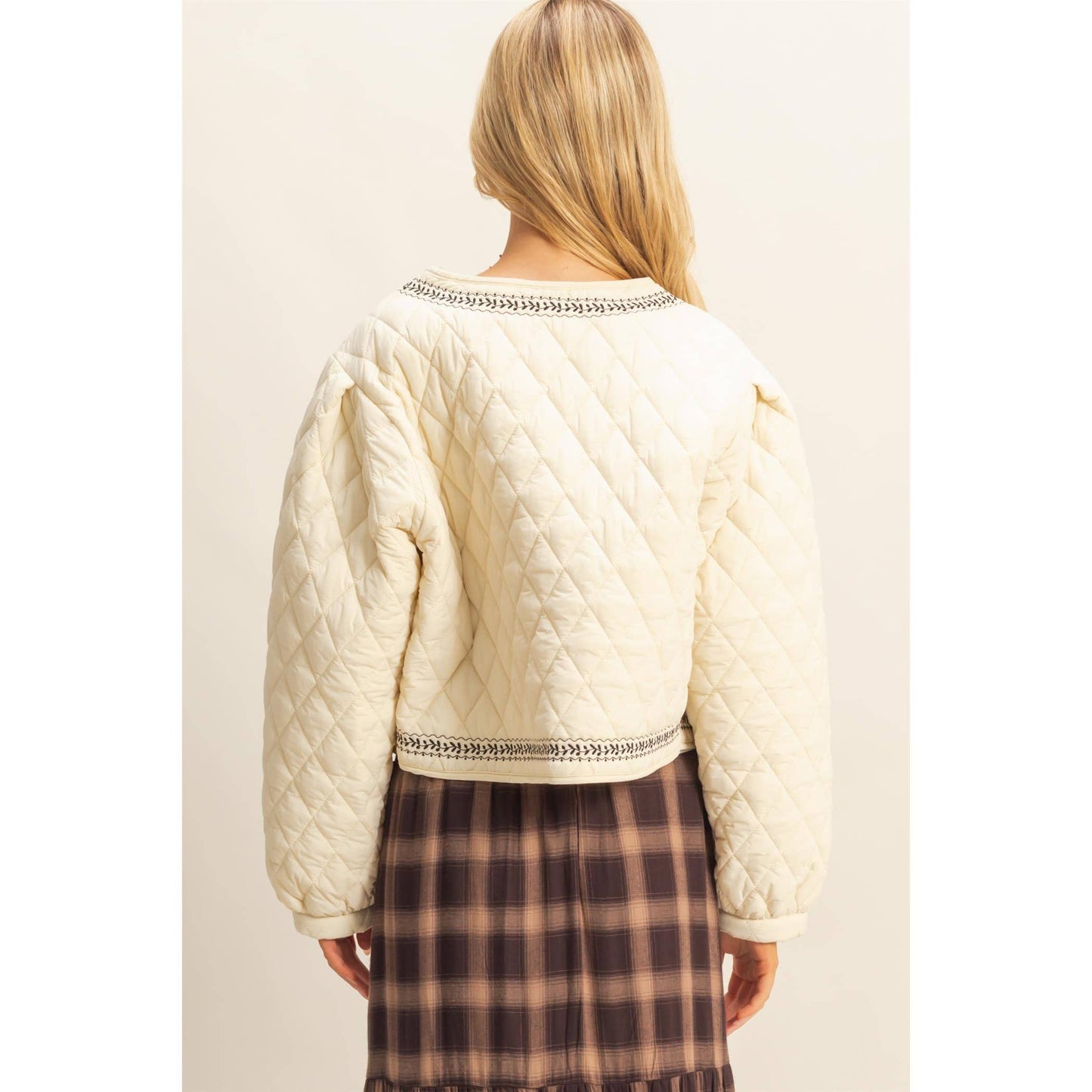 Quilted Floral Embroidered Padding Jacket