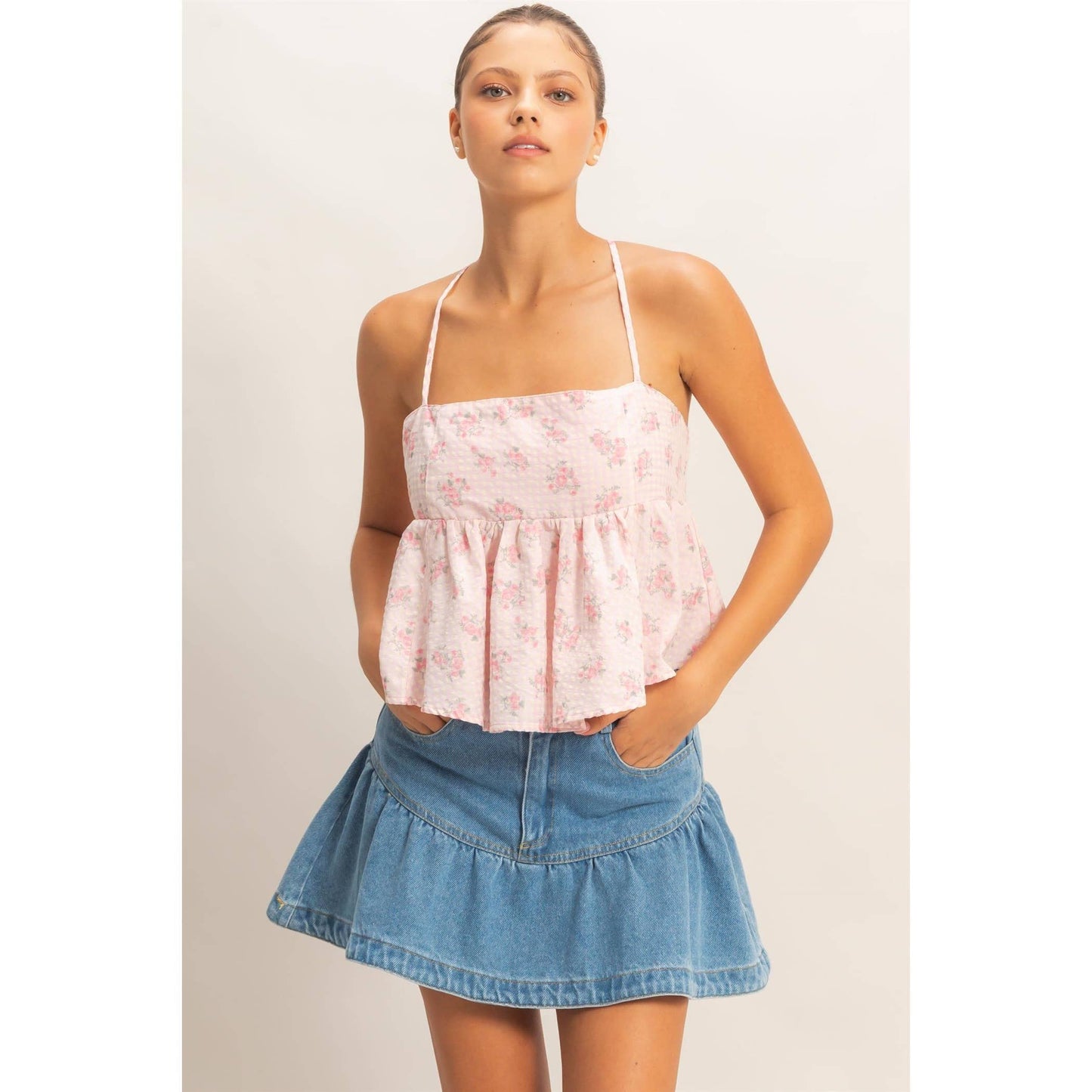 Floral Seersucker Babydoll Top