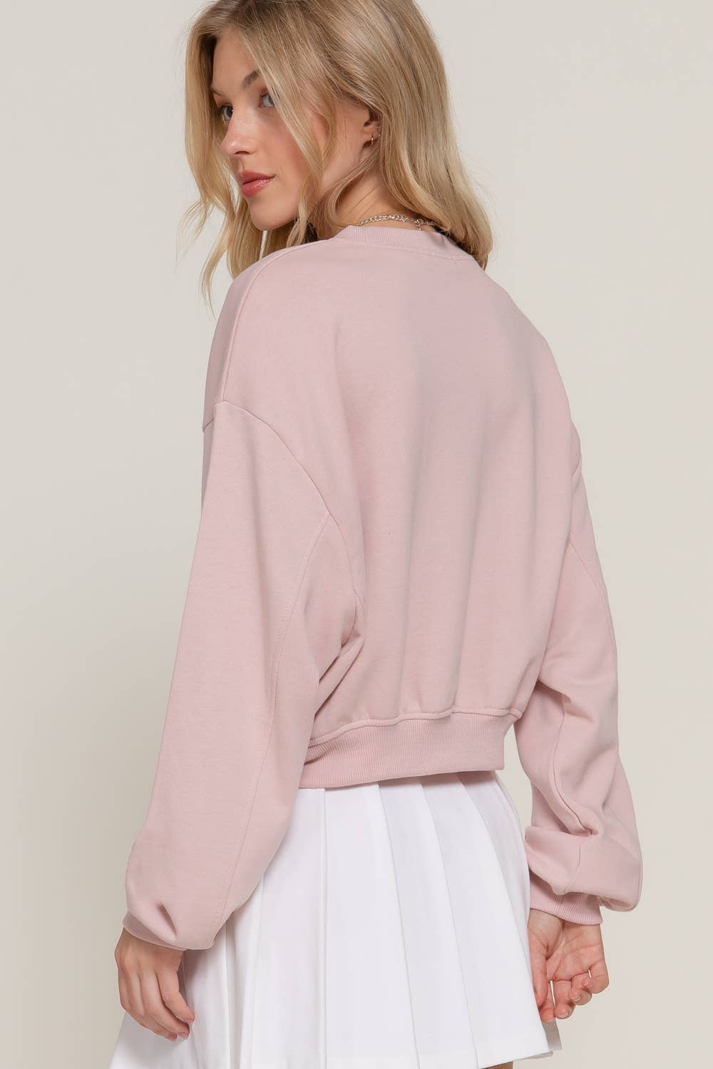 Long Sleeve Crew Neck Short Sweatshirt