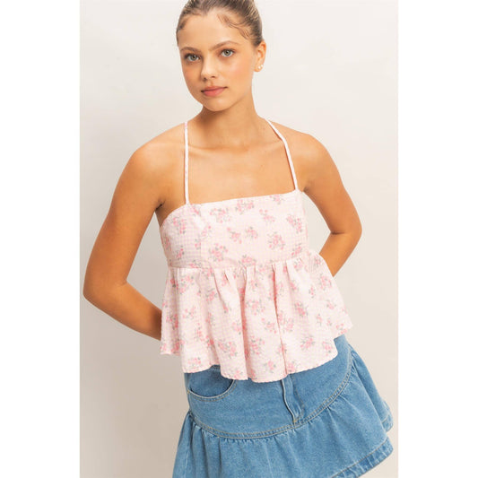 Floral Seersucker Babydoll Top