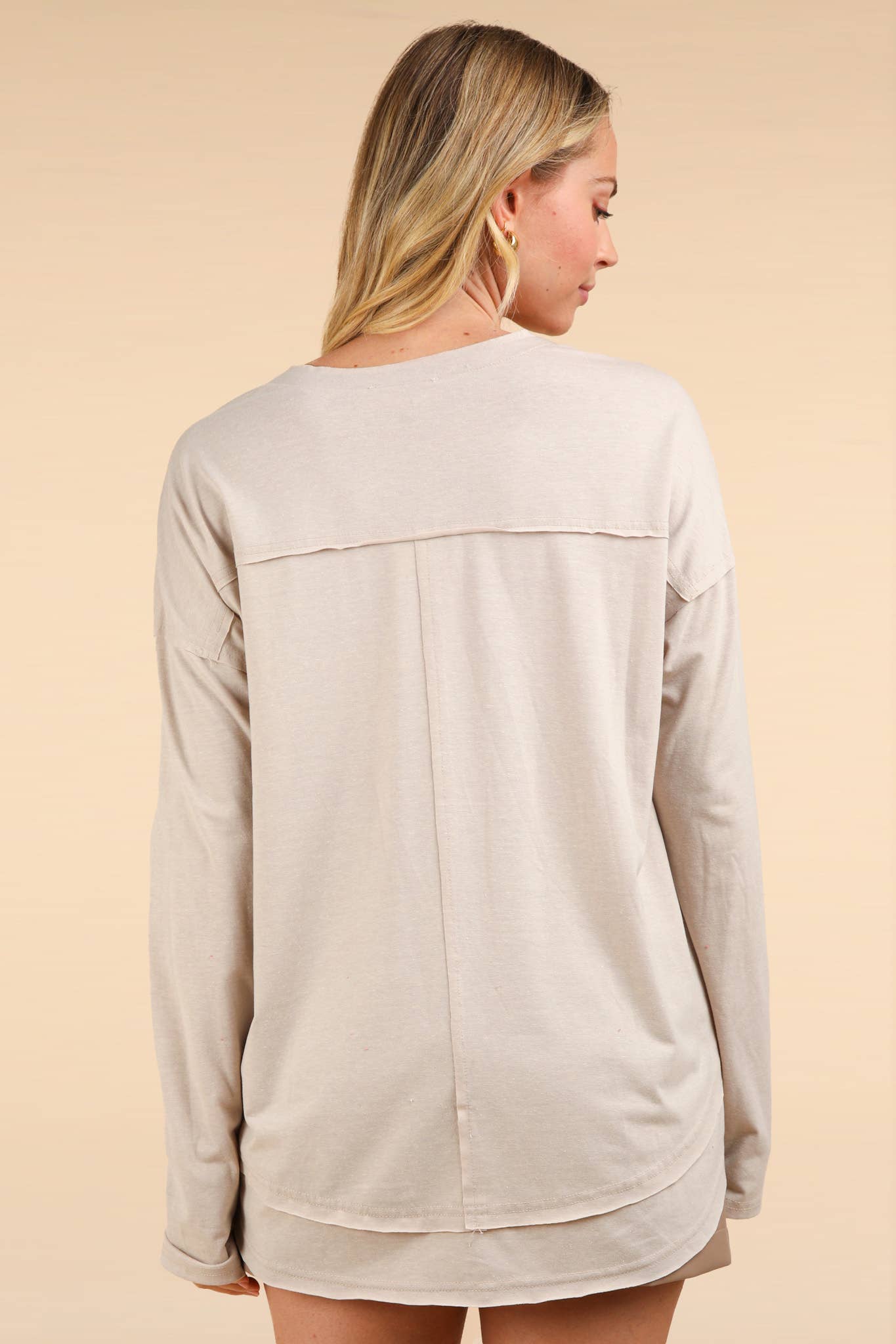 PLUS SIZE Mineral Washed Cotton Comfy Knit Top
