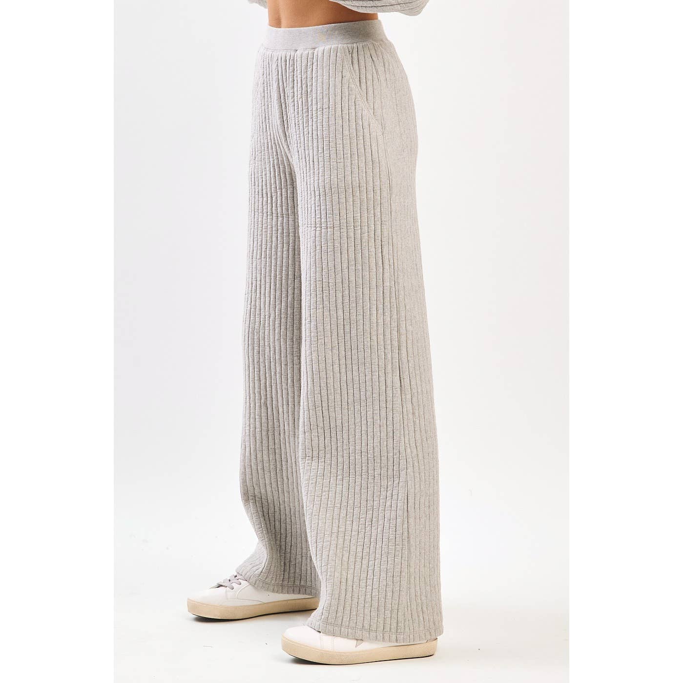 QUILTED CREW NECK SWEATSHIRT AND PANTS SET (Sold as Separates)