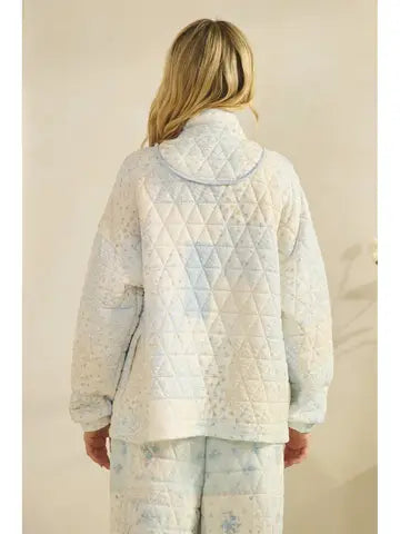 Floral textured quarter zip