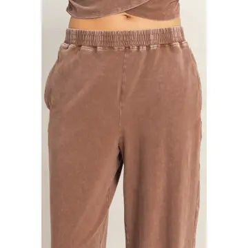 Rolled Sleeve Wrap-Front Crop Top And Jogger Set (Sold As Separates)