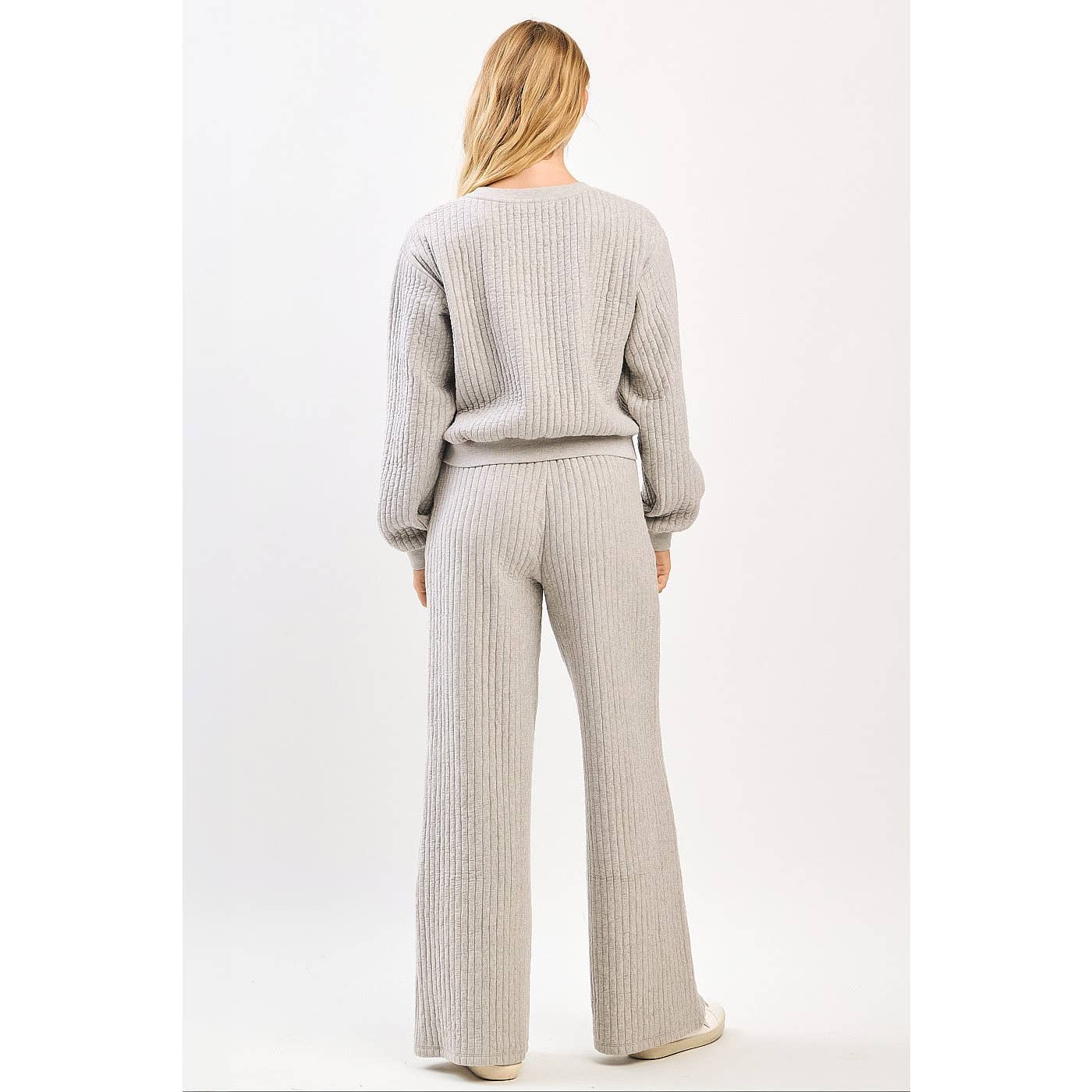 QUILTED CREW NECK SWEATSHIRT AND PANTS SET (Sold as Separates)