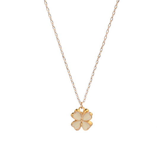 Flower Shaped Enamel Pendant Short Necklace