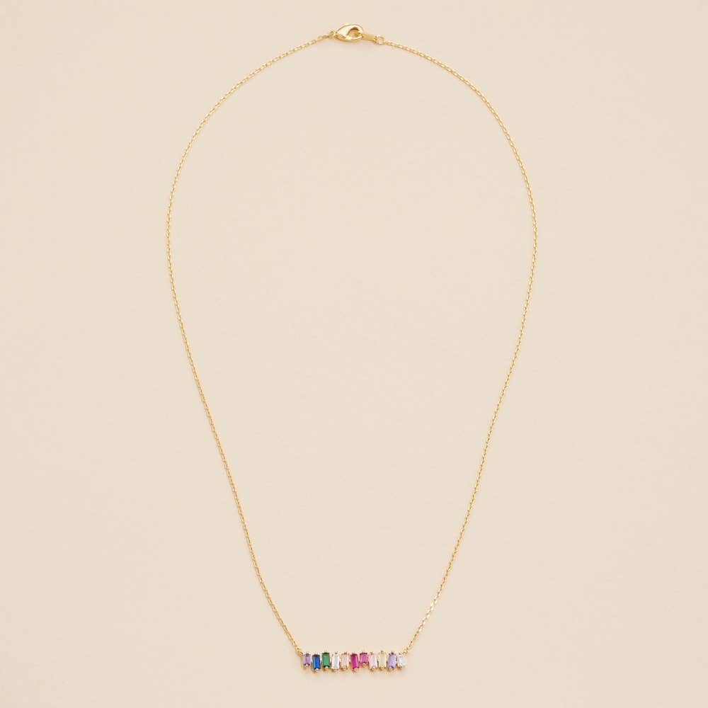 Glass Stones Charm Gold Dip Necklace