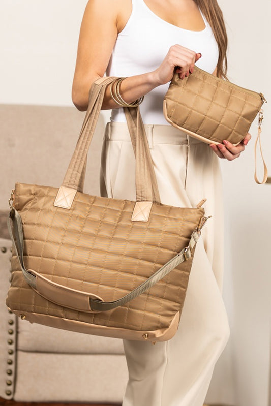 Quilled Patchwork Large Tote Bag and Clutch 2pcs Set