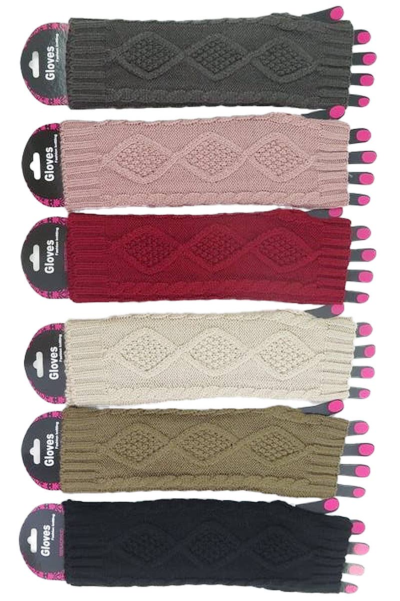 Cable Braid Knitted Fingerless Arm Warmer Sleeve