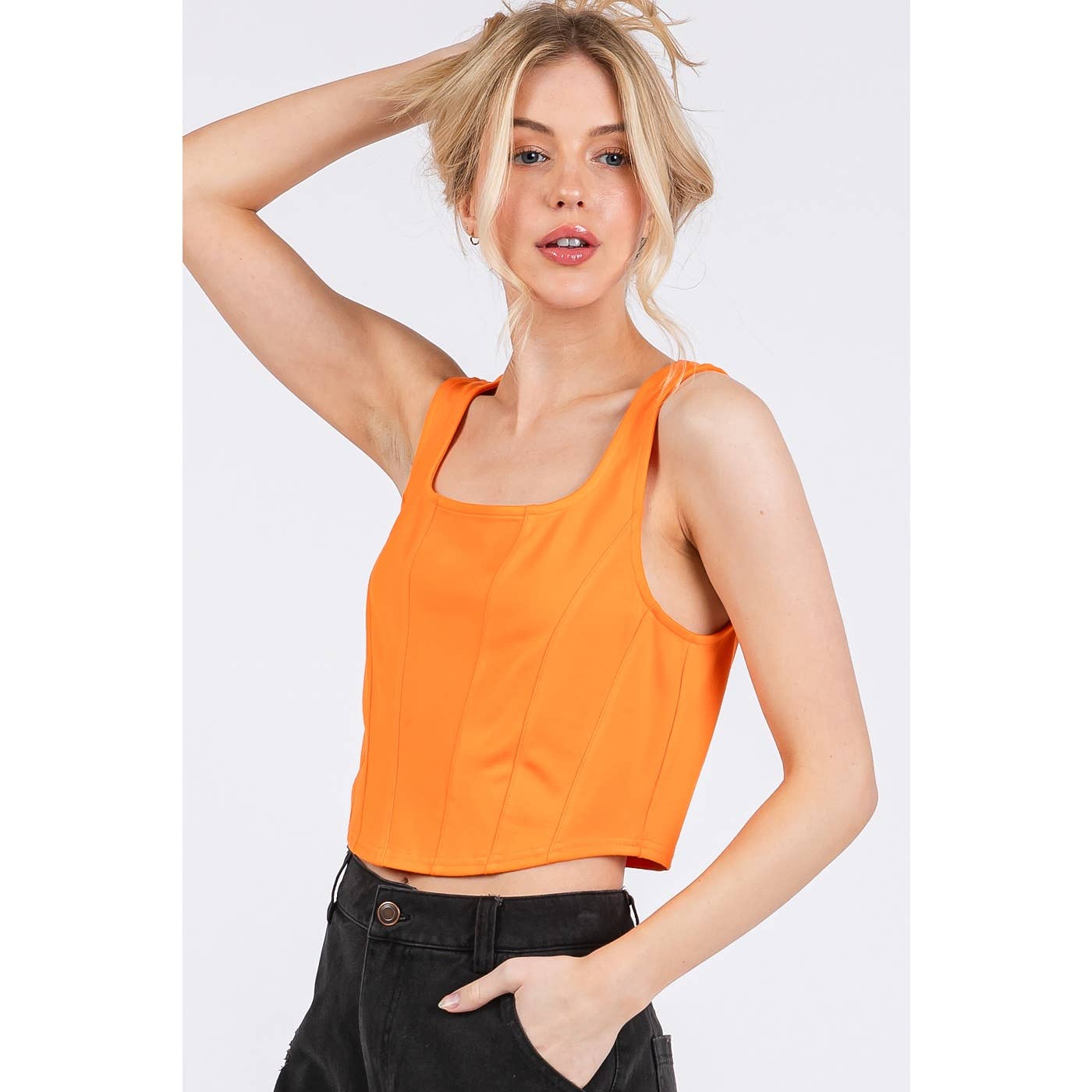 CORSET SEAM DETAIL CROP TANK TOP