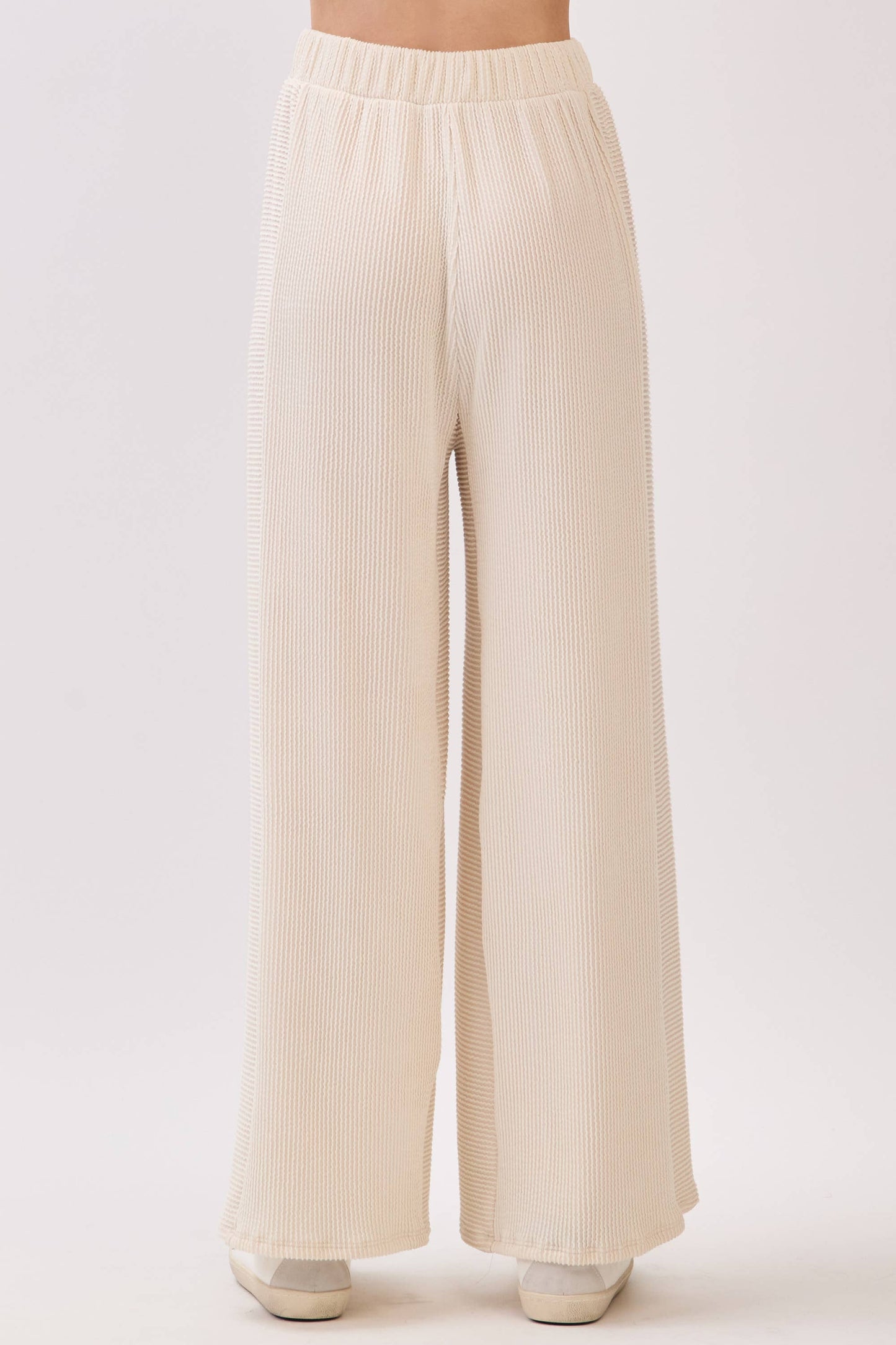 Ribbed Knit Wide-Leg Lounge Pants