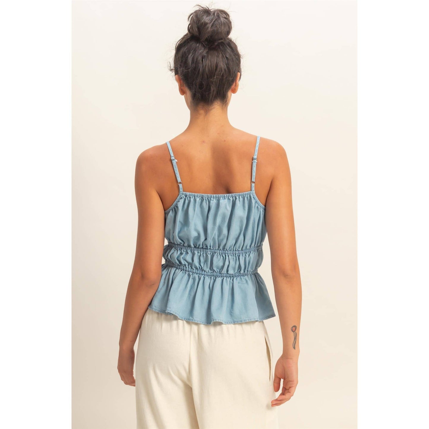 Cinched Waist Peplum Top