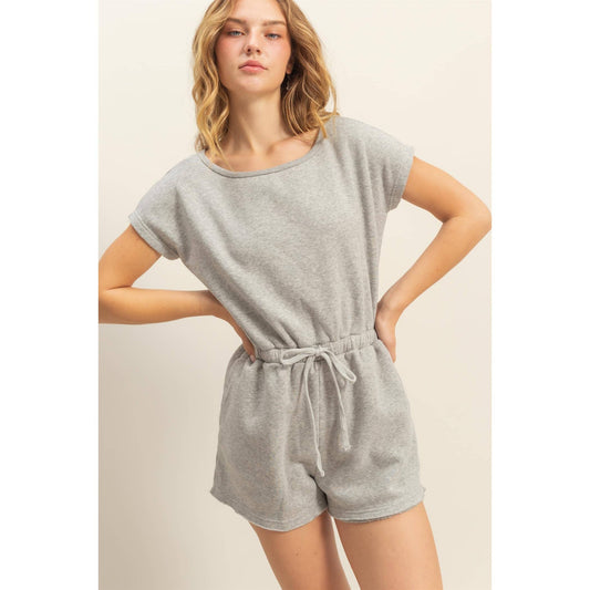 Cap Sleeve Drawstring Waist Romper