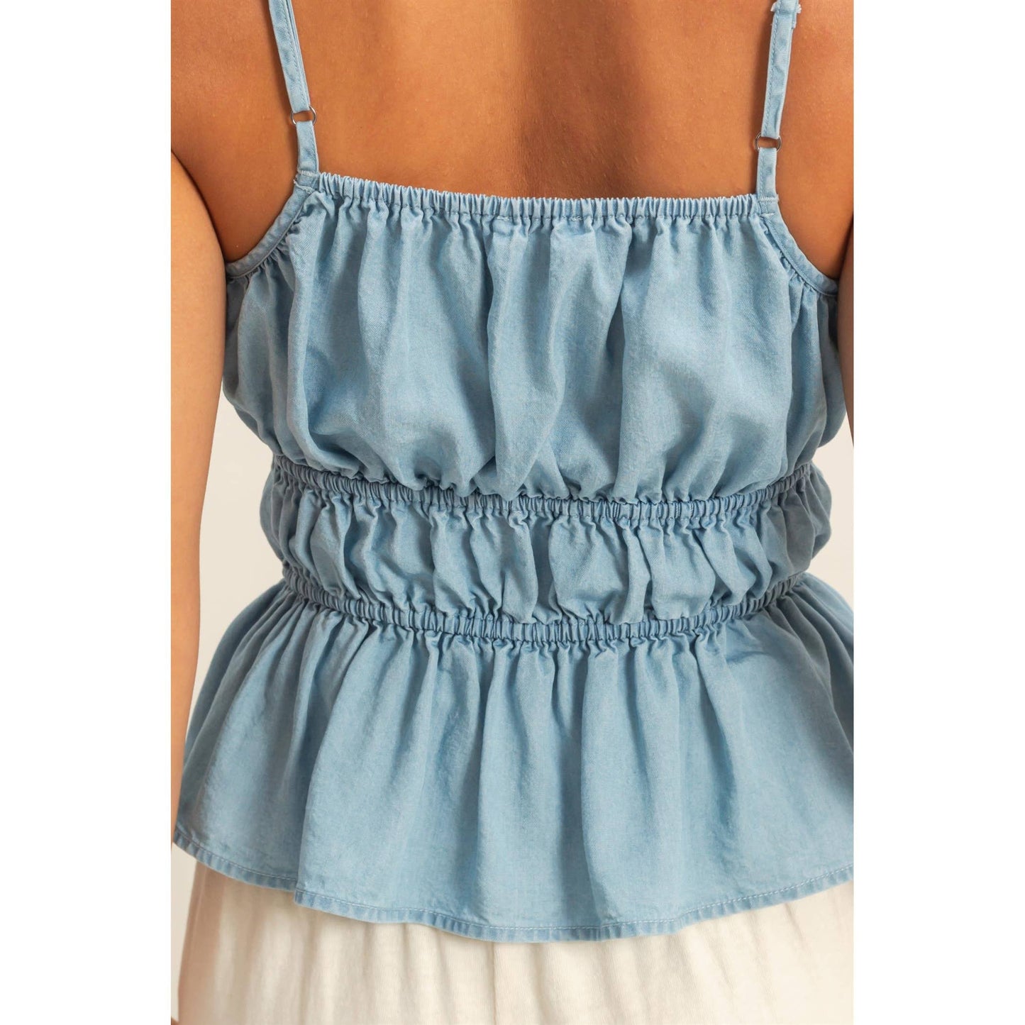 Cinched Waist Peplum Top
