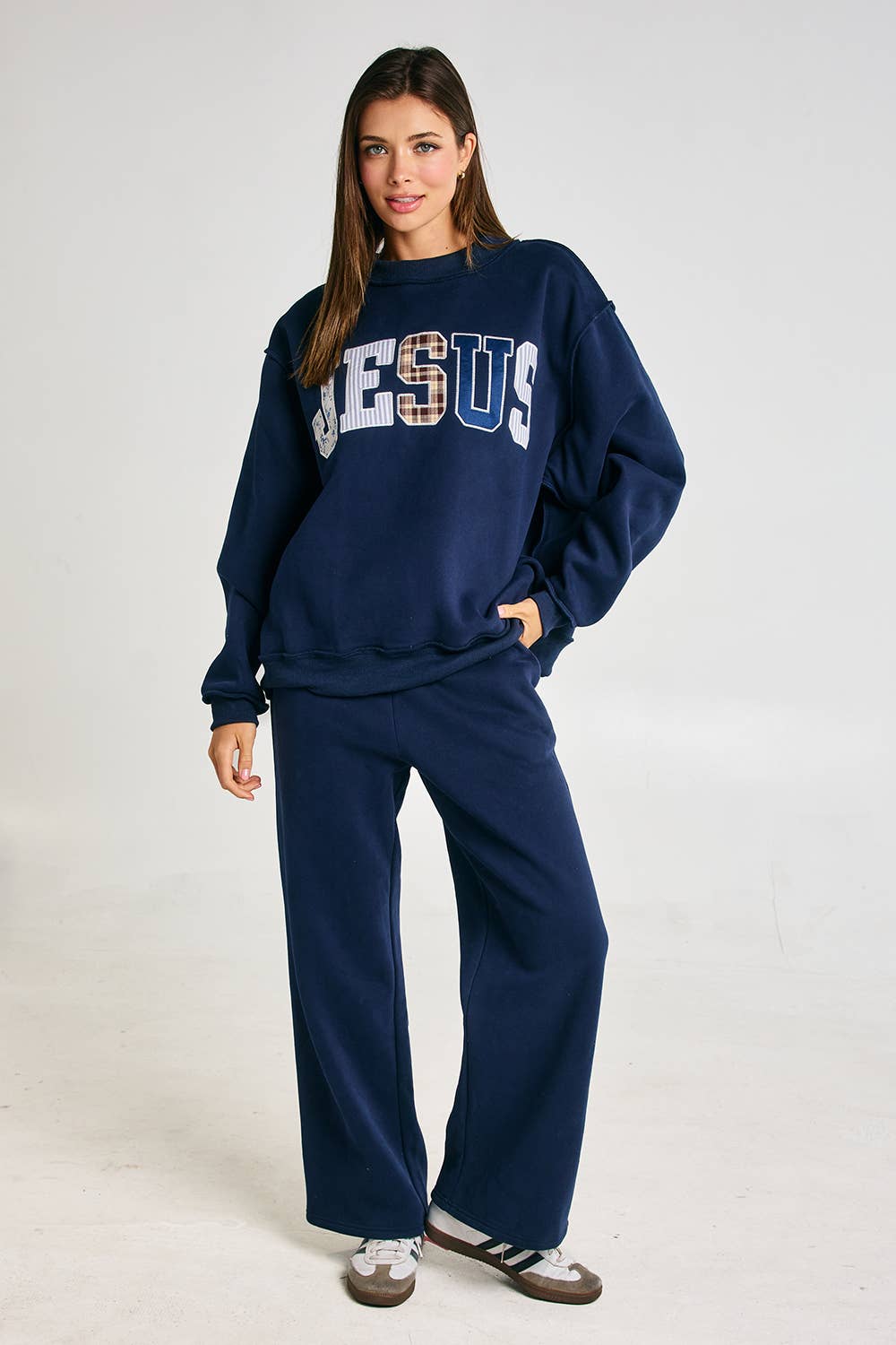 JESUS Embroidered Mock-neck Sweatshirt