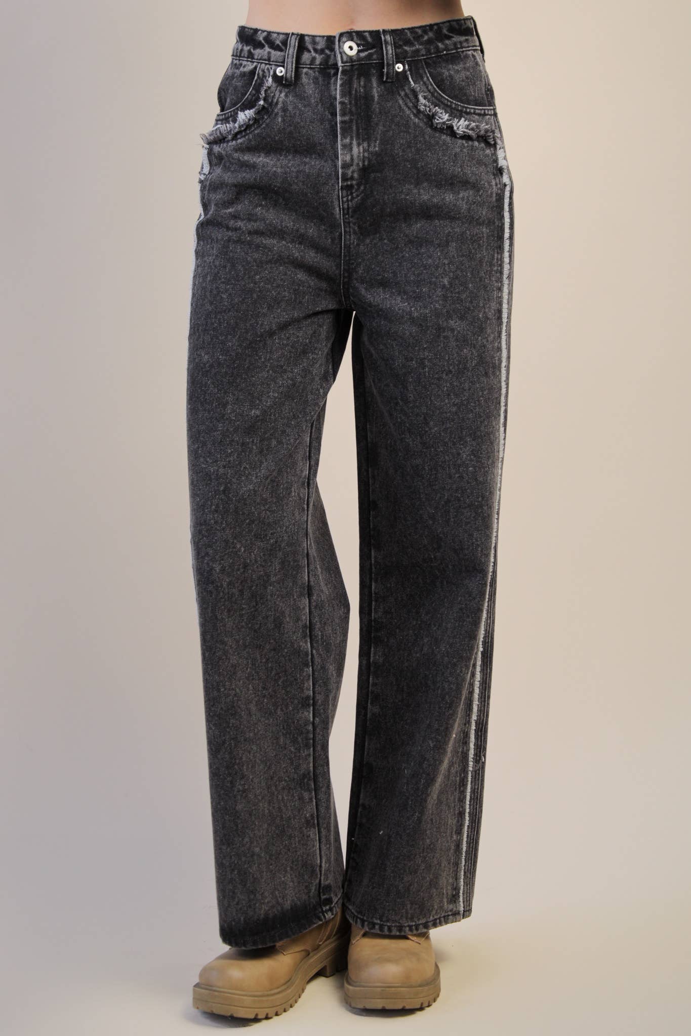 VERY JEAN Fray Detail Washed Denim Jeans