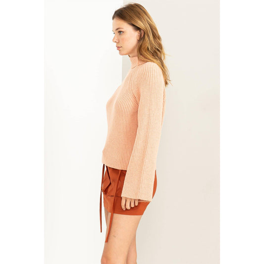 Mock Neck Ribbed Sweater Pullover