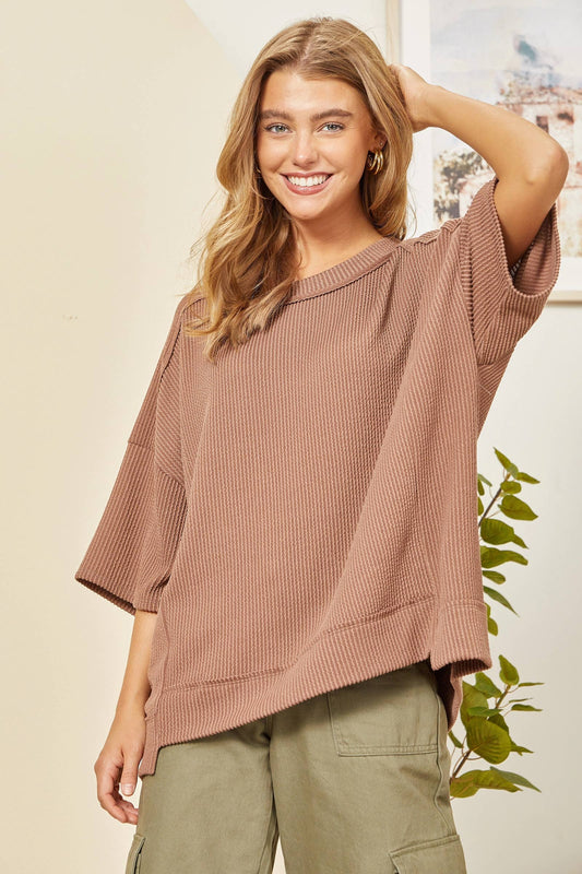 Curly Rib Knit Top
