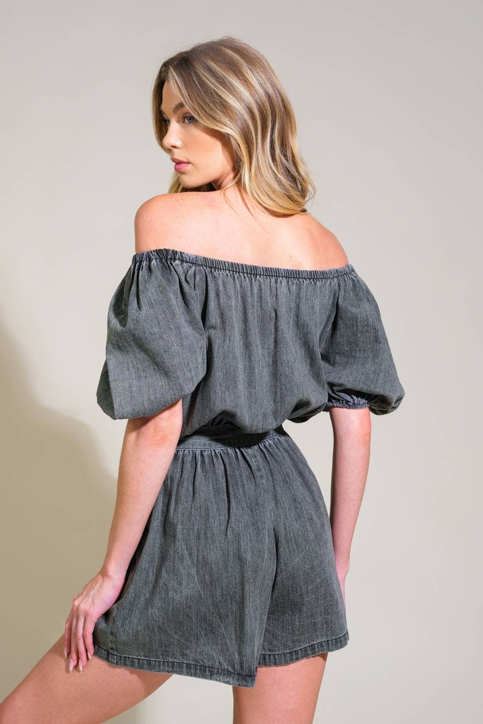 Washed Denim Romper