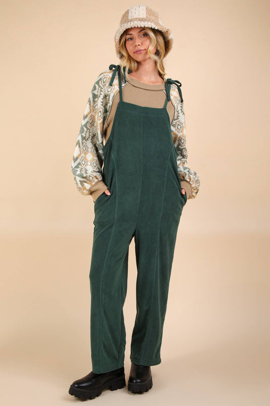 PLUS SIZE Fleece Baggy Backless Casual Jumpsuit
