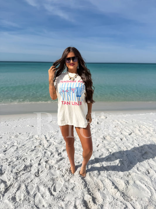 Sunshine and Tan Lines Graphic Tee on Ivory