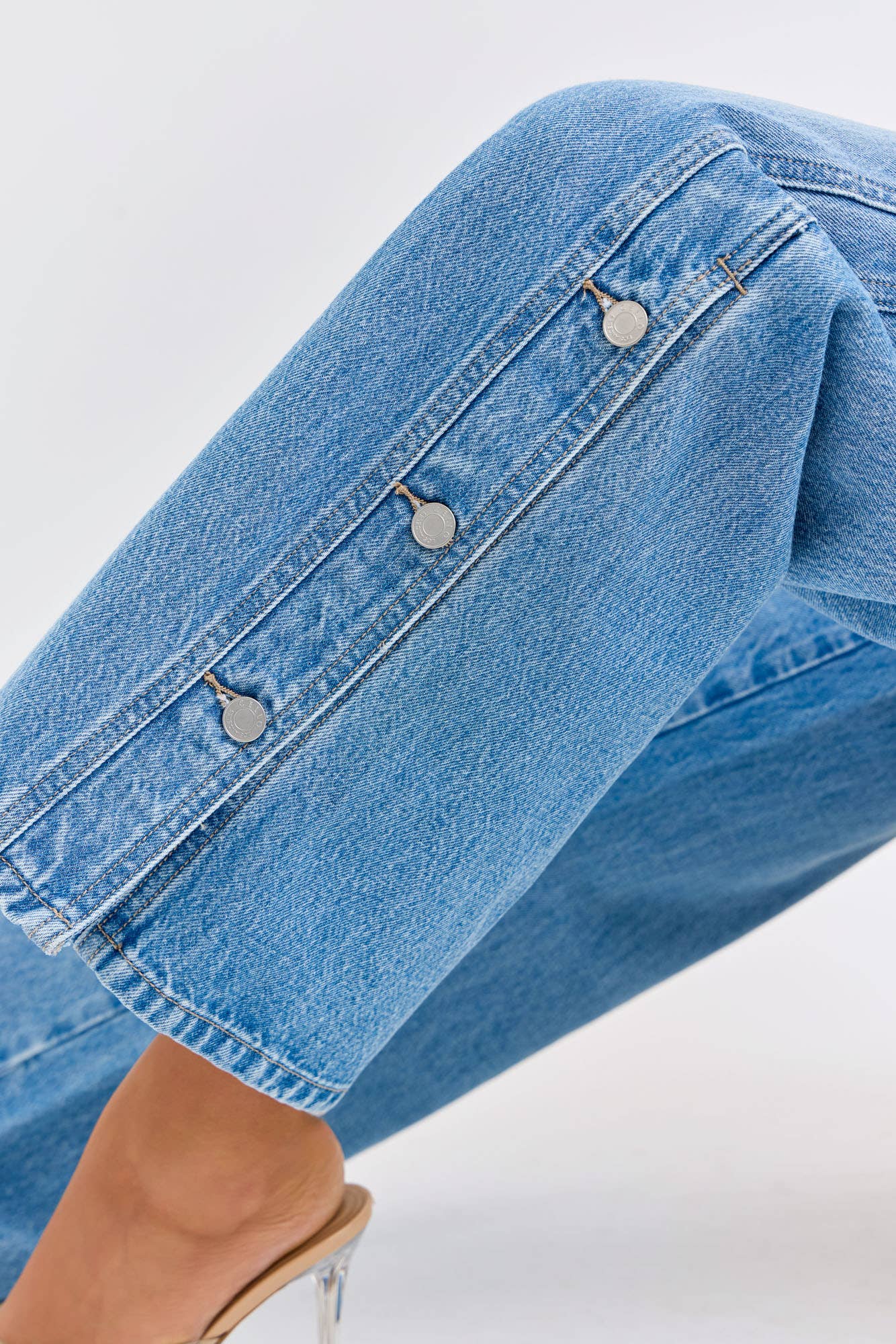 High Rise Wide Leg with Side Buttons