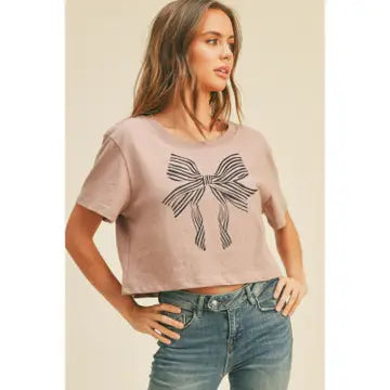 Bow Graphic Crop Tee