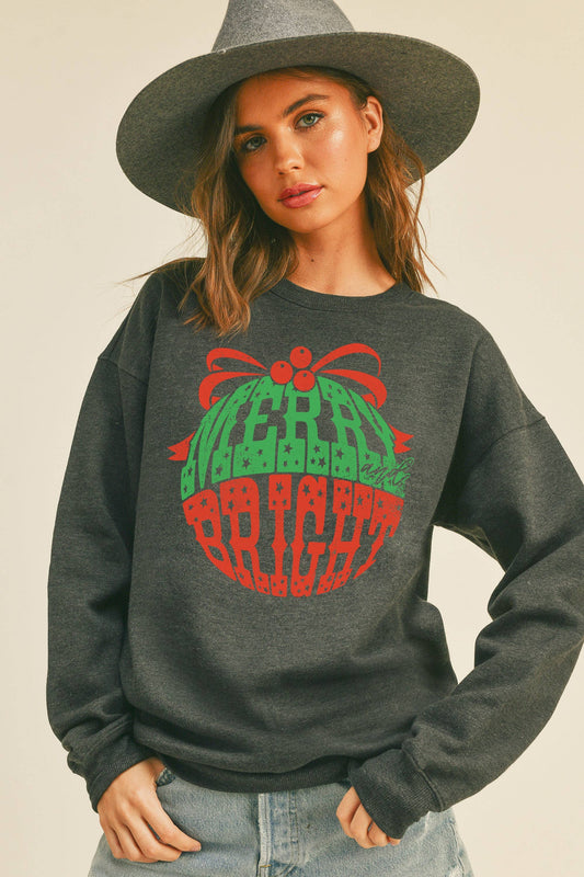Merry and Bright Christmas Graphic Sweatshirt