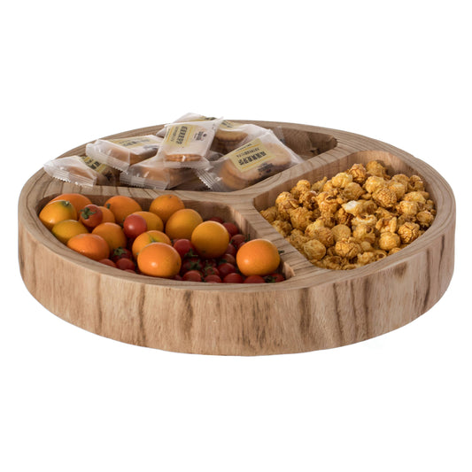 3 Sectional Round Snack Tray for Dining Table and Kitchen