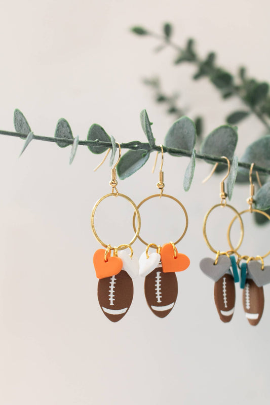 Orange/White Football Charm Dangles