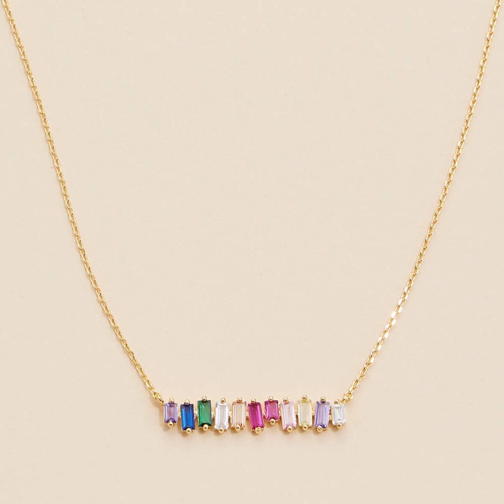 Glass Stones Charm Gold Dip Necklace