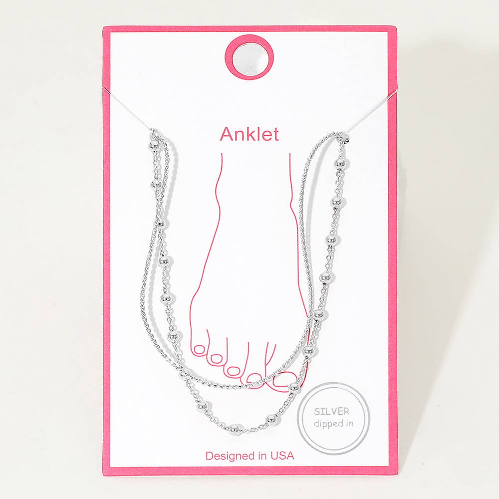 Gold Dipped Beaded Chain Layered Anklet