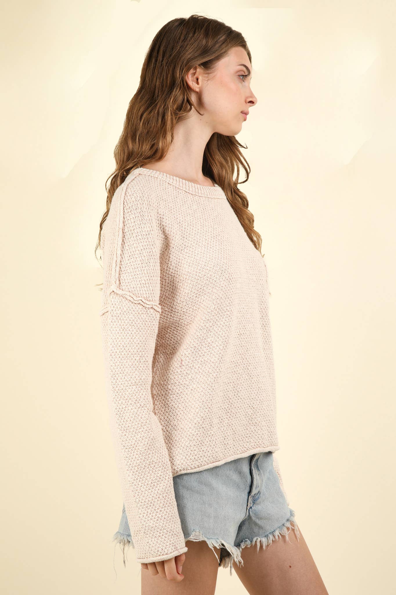Mineral Washed Knit Oversized Sweater Pullover Top