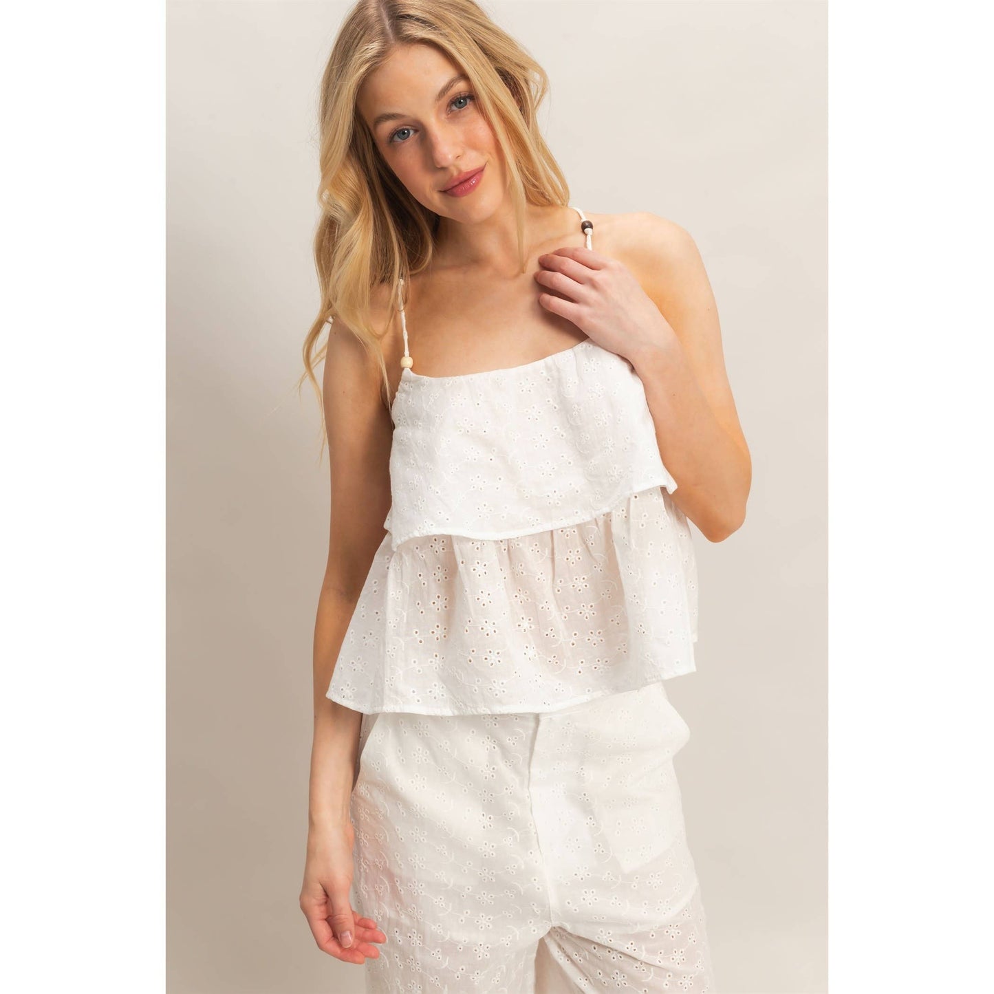 Tiered Floral Eyelet Top