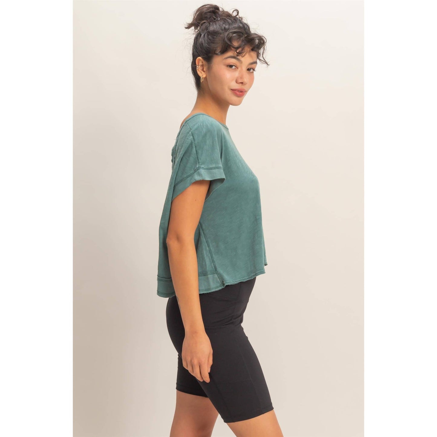 Acid Washed Cross Detail Open Back Top