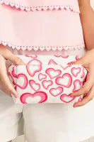 Valentines Fashion Heart Printed Canvas Cosmetic Bag