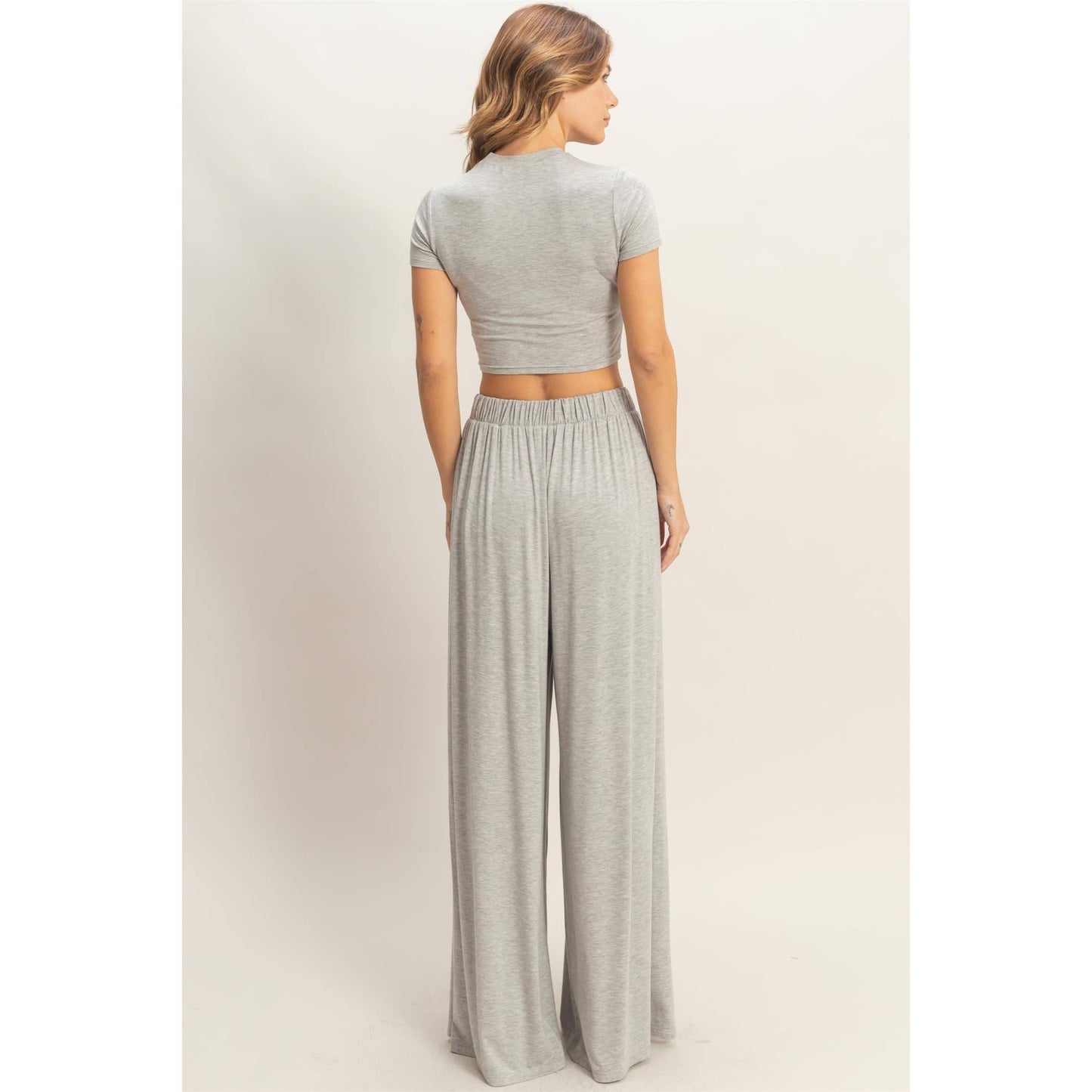 Short Sleeve Top & Wide Leg Pants Set (Sold as Separates)