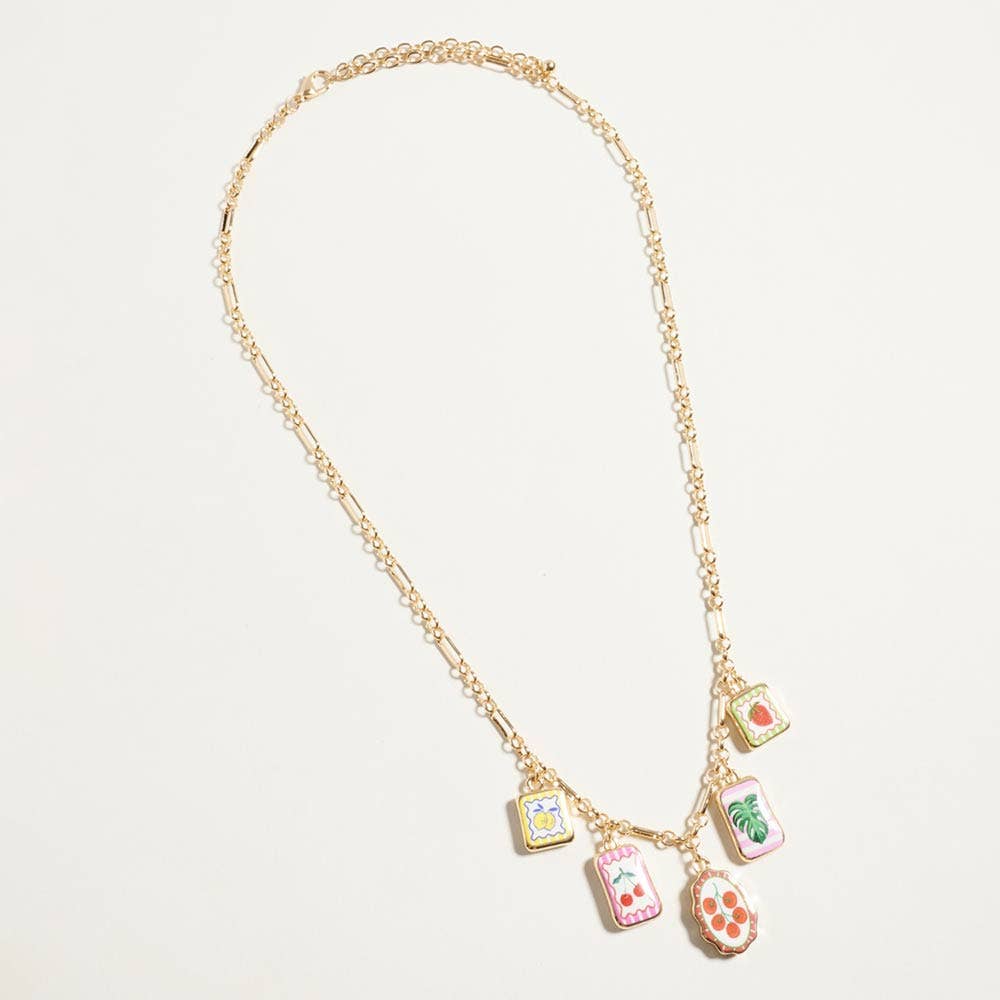 Fruit Tile Charm Station Necklace
