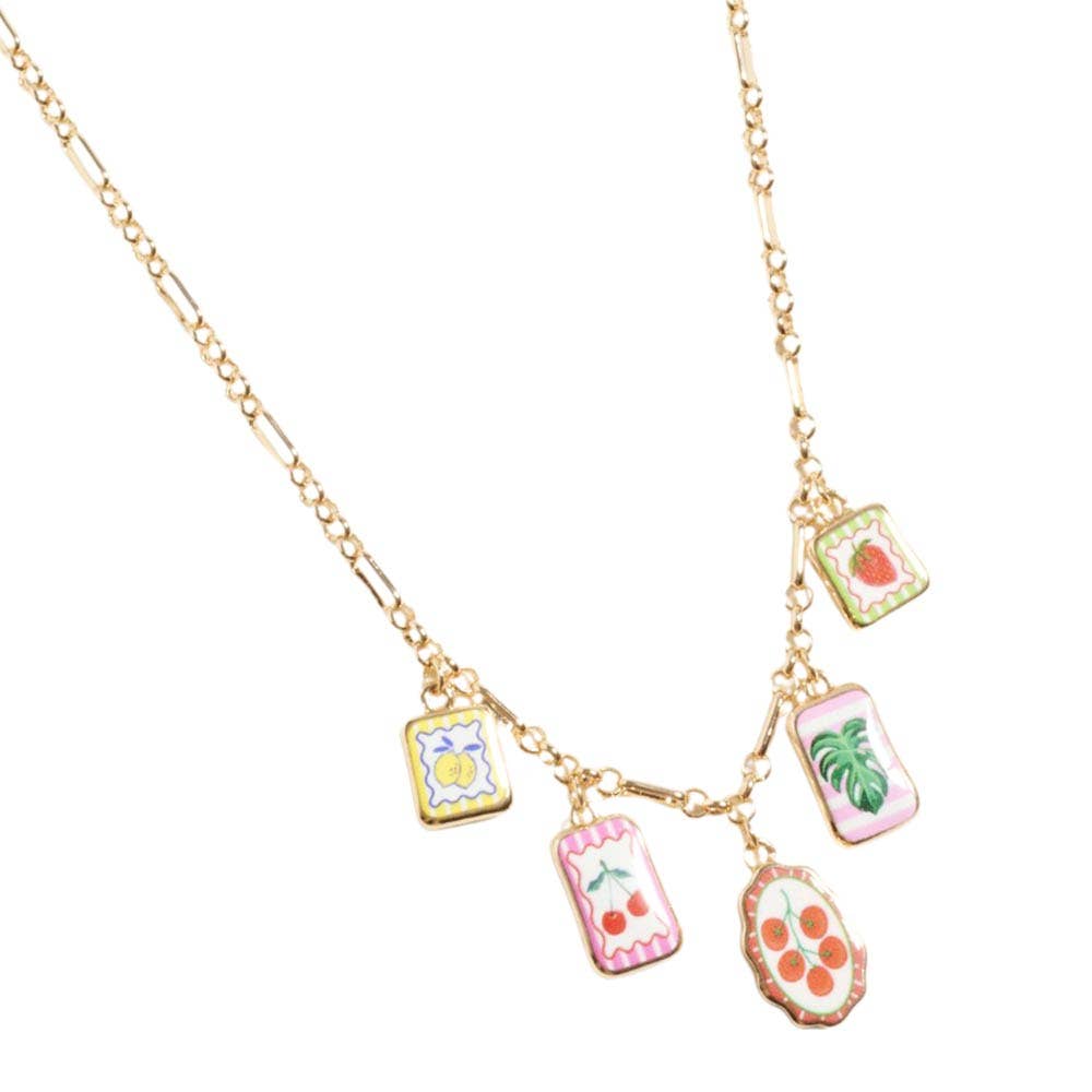 Fruit Tile Charm Station Necklace