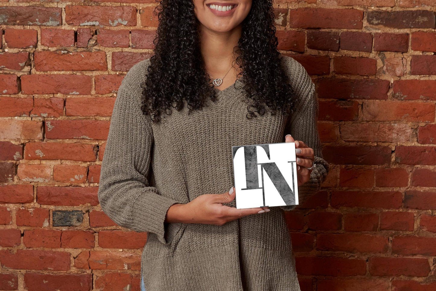 Minimalist B&W Tennessee White Initial |5x5 Wood Block