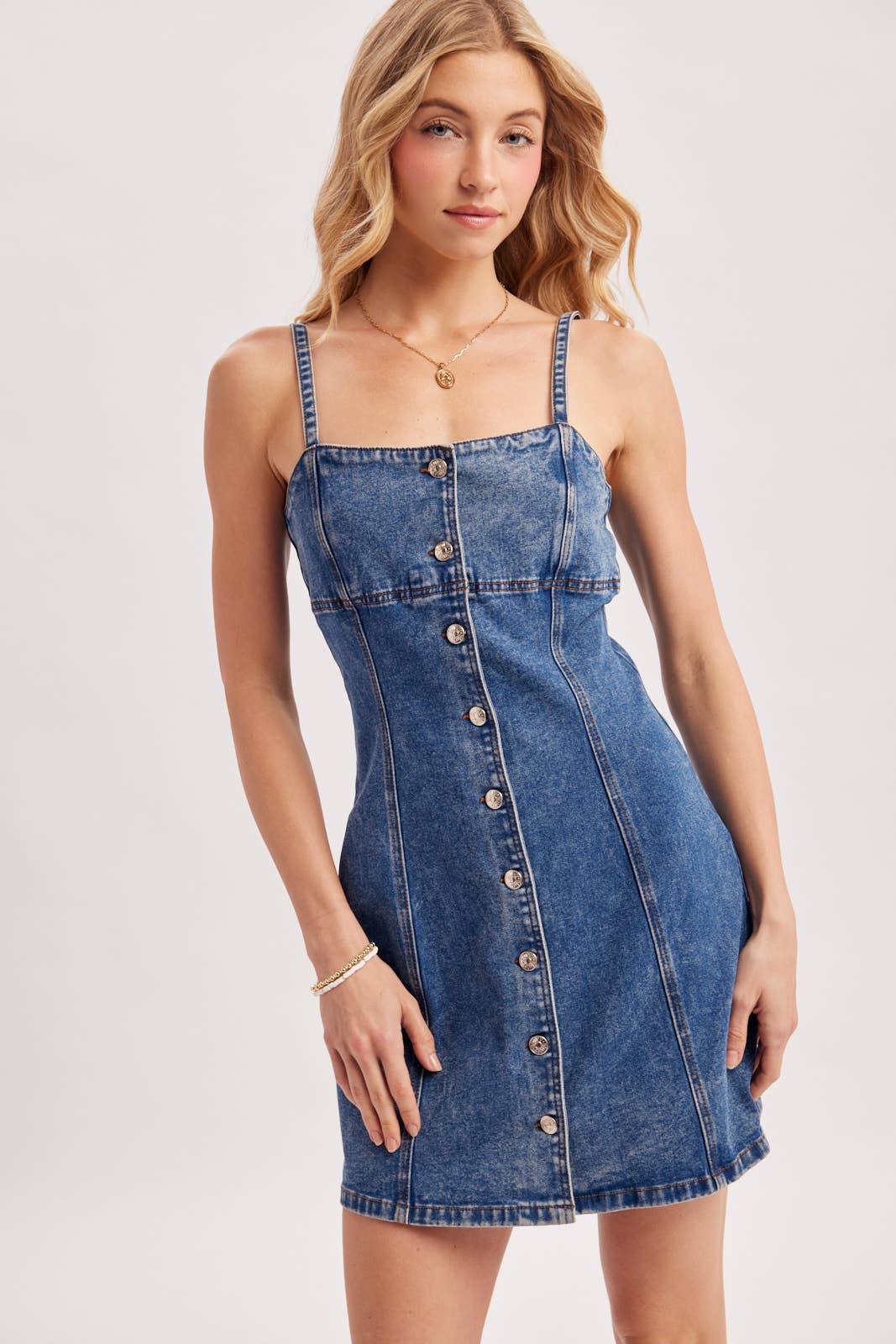DENIM BUTTON DOWN MINI DRESS