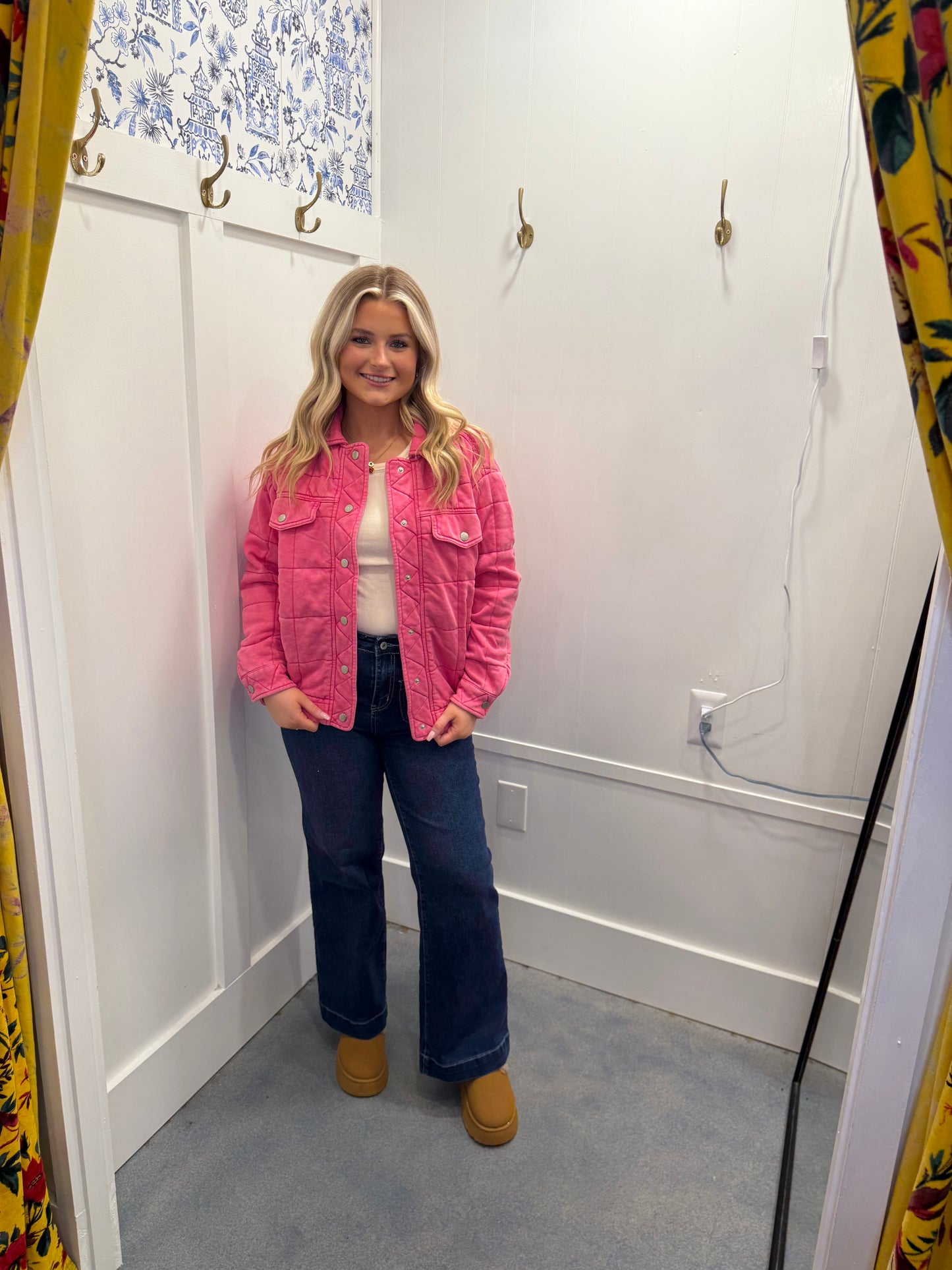 Garment Stone Washed Quilted Pocket Front Jacket