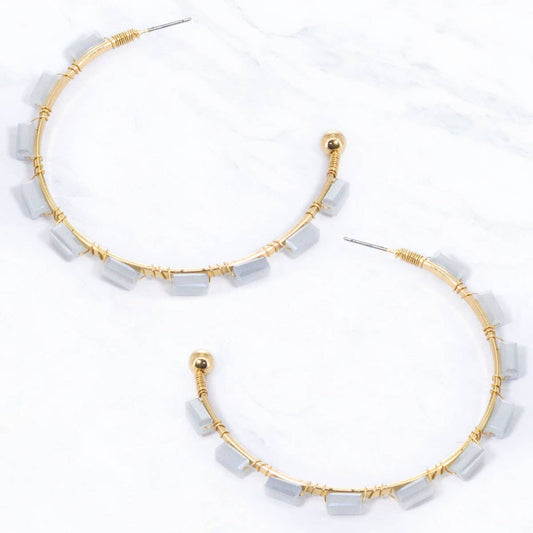 Square Bead Large Hoops