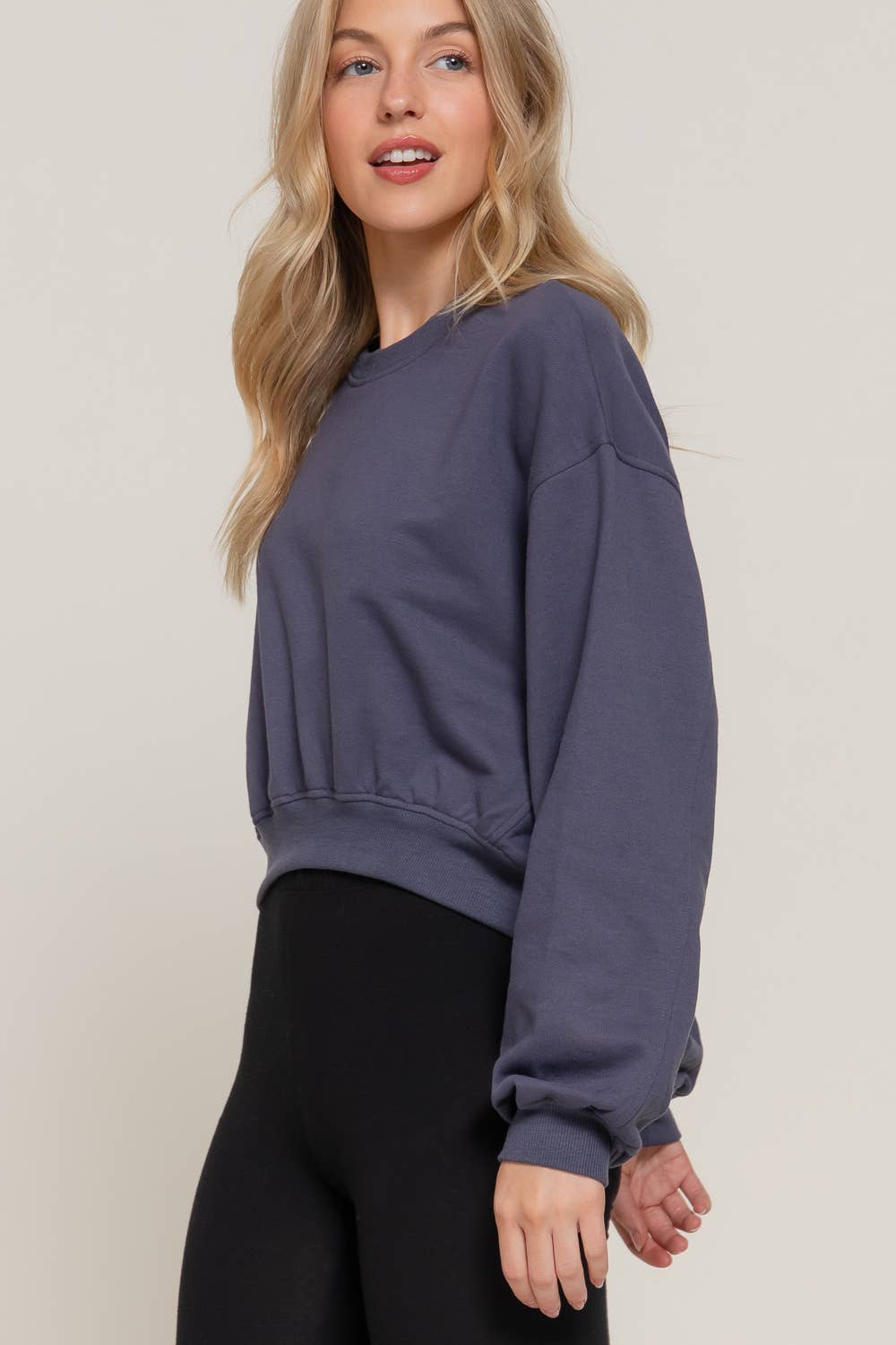 Long Sleeve Crew Neck Short Sweatshirt