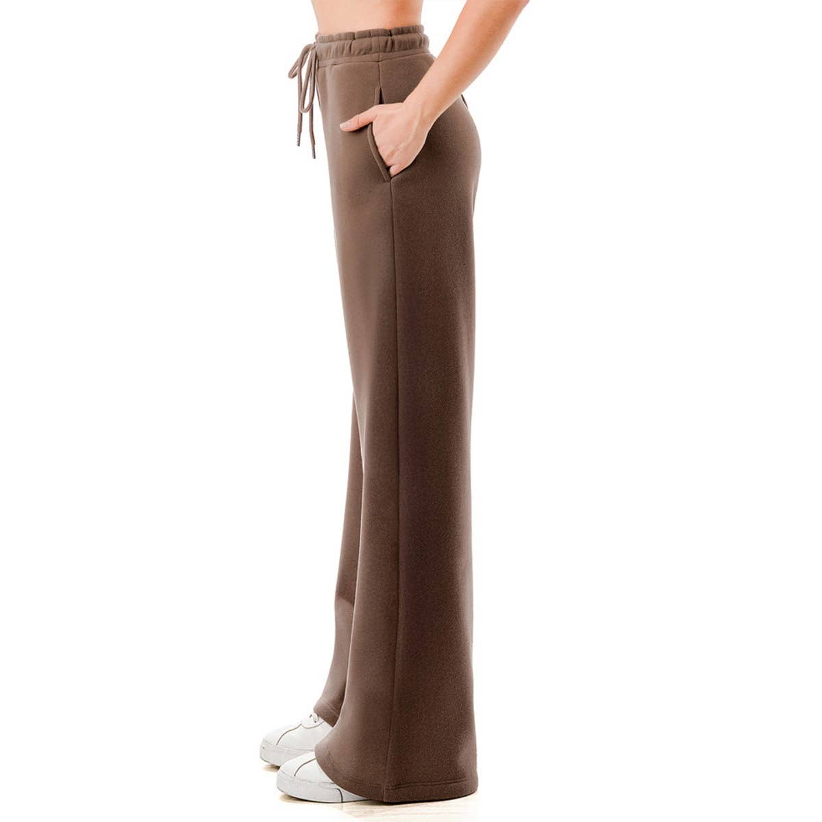 FLEECE WIDE LEG PANTS SWEATPANTS JOGGERS